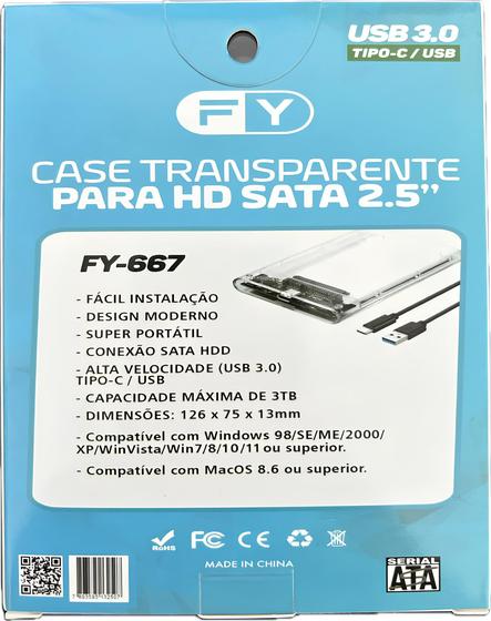 Imagem de Case Externo USB 3.0 Transparente para HD 2.5" SSD SATA