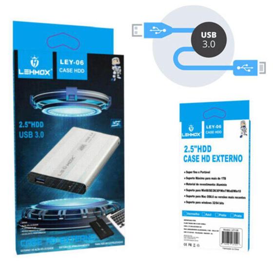 Imagem de Case HD/SSD Externo 2.5 USB 3.0 Lehmox  LEY-06