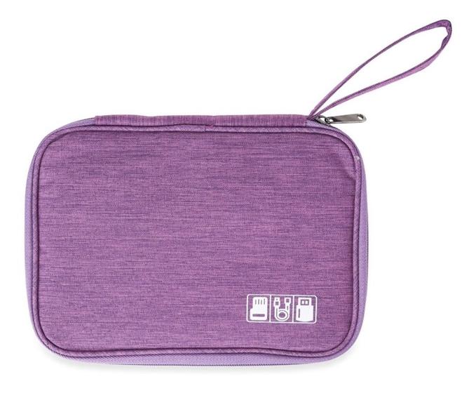 Imagem de Case Organizador Cabo Acessórios Viagem Universal Travel Bag - Roxo