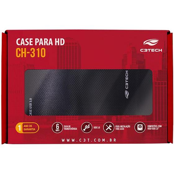 Imagem de Case para HD Externo 2,5" USB 3.0 CH-310BK C3 TECH