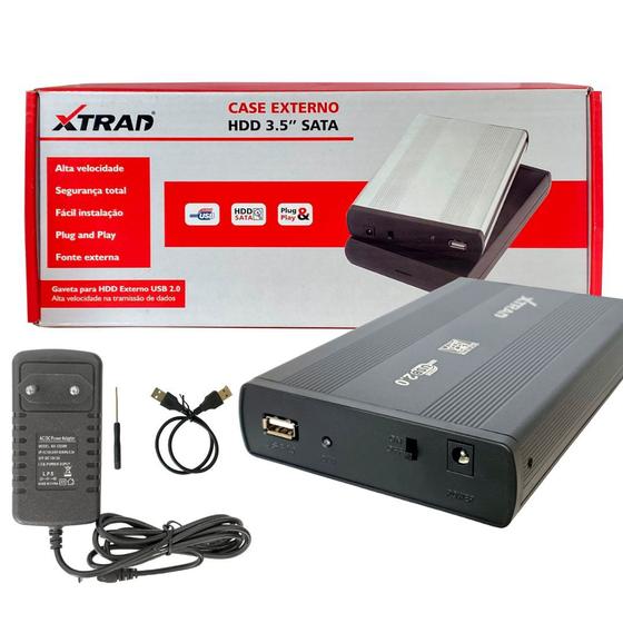 Case Para Hd Externo Sata De 3,5 Desktop Xtrad Com Usb 2.0 Menor preço em Case Para Hd Externo Sata De 3,5 Desktop Xtrad Com Usb 2.0