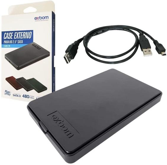 Imagem de Case para HD Externo SATA II 2.5" Gaveta USB 2.0 em ABS Preto Exbom CGHD-20 ( KIT COM 2 UNIDADES )