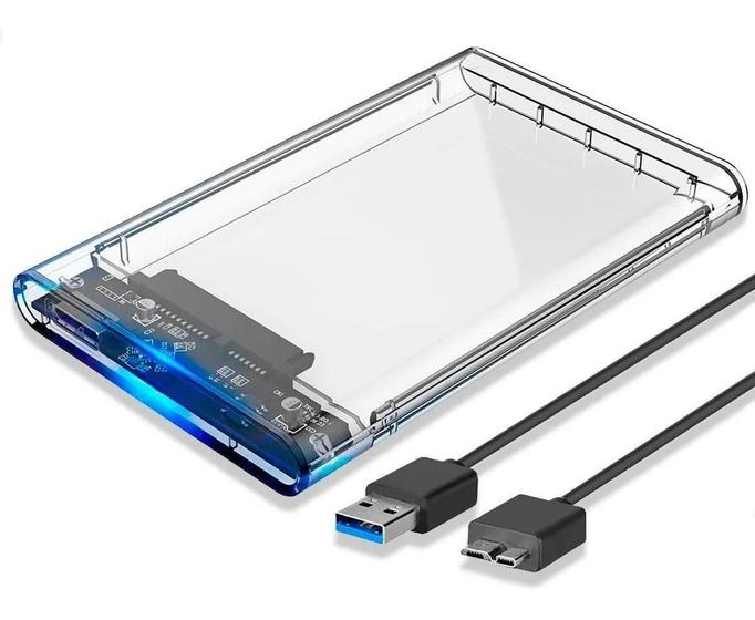 Imagem de Case Para Hd Externo Transparente Notebook Sata 2.5 Usb 3.0