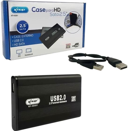 Imagem de Case Para Hd Notebook Usb 2.0 Sata 2.5 Kp-Hd001 Knup - Preto