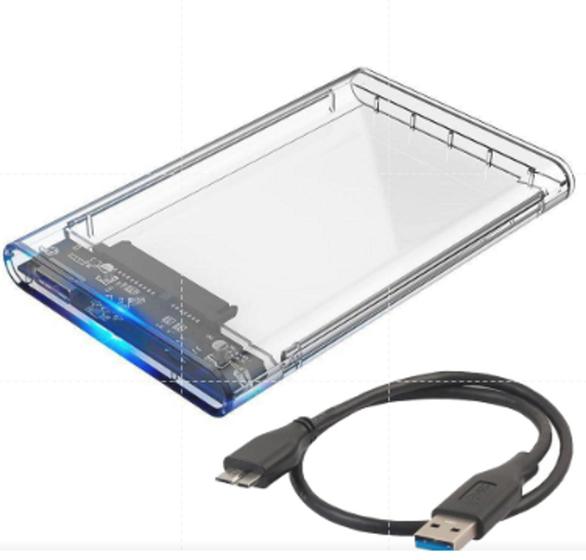 Imagem de Case Para Hd Ssd Externo Sata 2,5 Usb 3.0 Slim Transparente