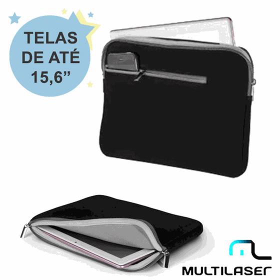 Case para Notebook Multilaser BO400 até 15.6" Neoprene Preto Capas e