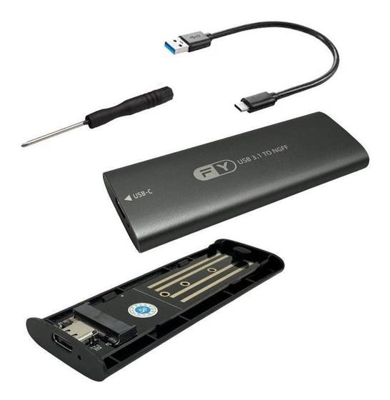 Imagem de Case Ssd M.2 E Sata Para Usb 3.1 E Type-C Ngff 10Gbps Gen2 - Fy