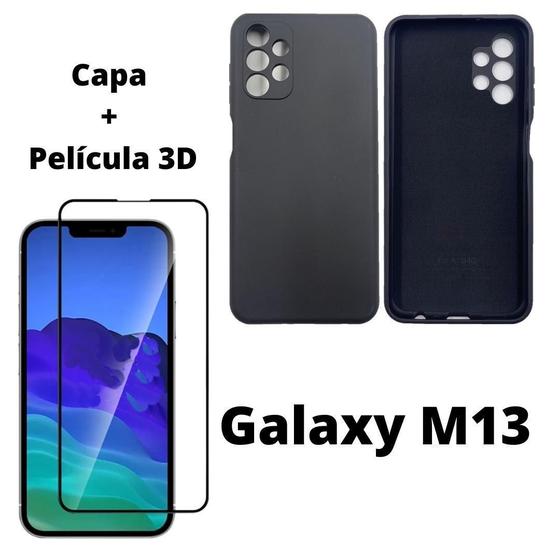 Imagem de Case Veludo Preto Compatível Galaxy M13+ Pelicula Vidro 3D
