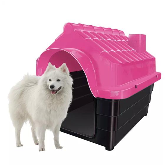 Imagem de Casinha Cachorro Plástica Desmontável N5 Porte Grande Rosa