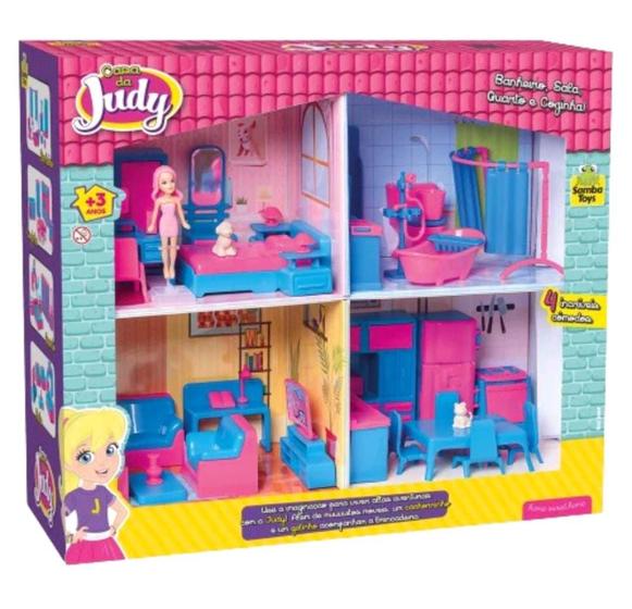 Imagem de Casinha Completa Judy Sala, Quarto, Cozinha, Banheiro com Boneca casa Playset  infantil