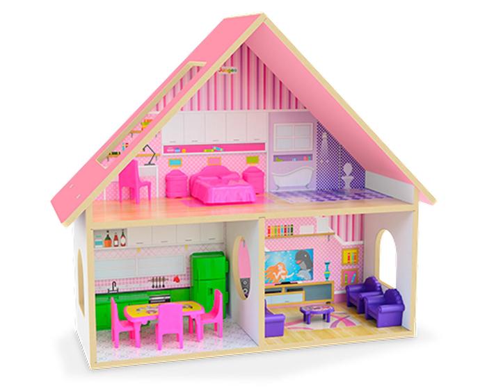 Imagem de Casinha De Boneca Mobiliada Sweet Home Brinquedo Menina Mdf