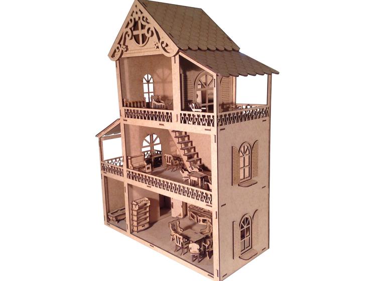 Casinha de Boneca Polly + 43 móveis Menor preço em Casinha de Boneca Polly + 43 móveis