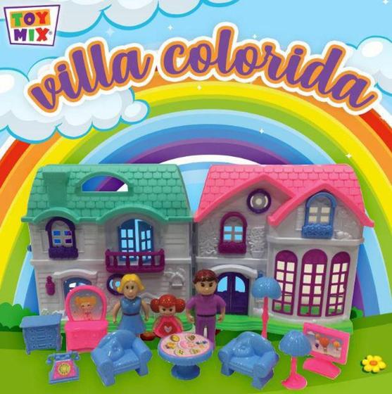 Casinha de Boneca Villa Colorida Toymix Divertoys Casinha de