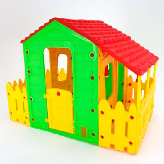 Green/ Red/ Yellow Starplay Fun Farm Playhouse with One Side Fence Playhouse 