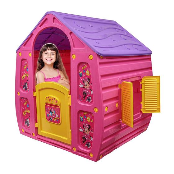 Imagem de Casinha de Brinquedo Infantil Grande Playground Magic House Minnie Rosa