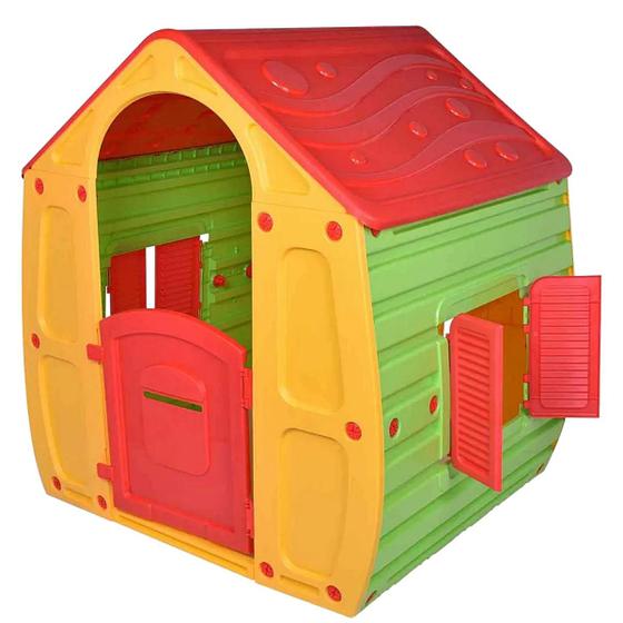Imagem de Casinha de Brinquedo para Criança Infantil de Plástico Grande Colorida e Divertida Jardim Cabana