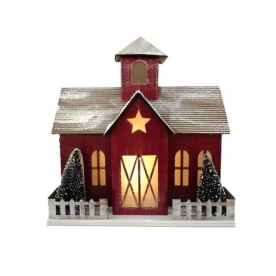 Imagem de Casinha decorativa de Natal com led - Vermelha - 21cm - 1 unidade - Rizzo