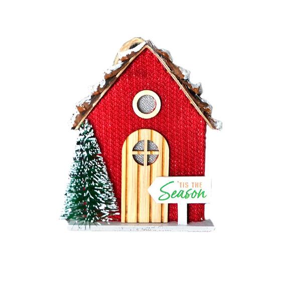 Imagem de Casinha Decorativa de Natal - Vermelho - 12cm - 1 unidade - Rizzo