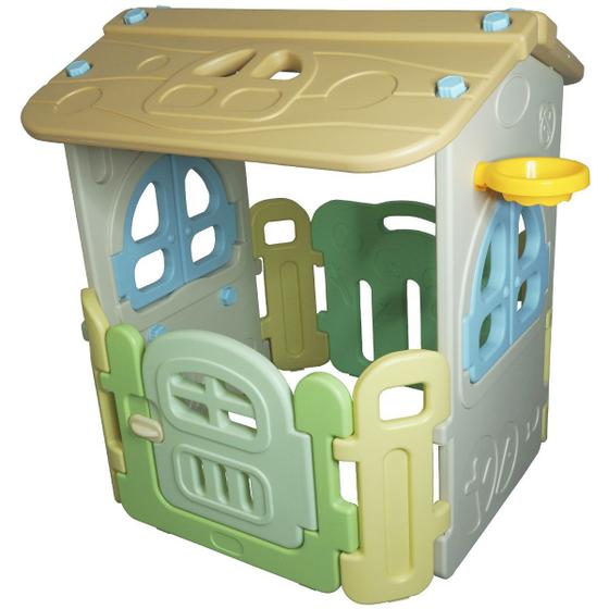 Imagem de Casinha Infantil Plástico Playground Brinquedo Criança com Cesta Basquete Importway BW-054 Colorido