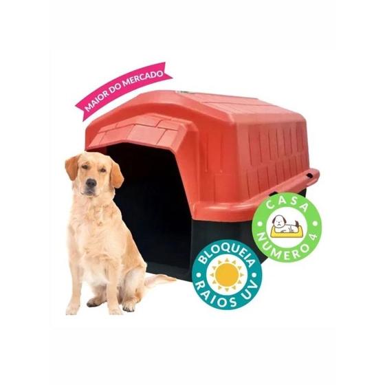 Imagem de CASINHA Nº4 PARA CACHORROS PETS CÃES FACIL DE MONTAR LAVAVEL ANTI UV PLASTICA RESISTENTE ALVORADA SUPERINJET-VERMELHO