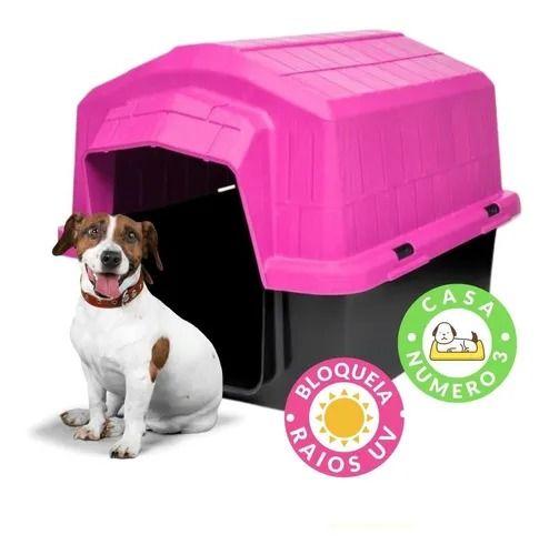 Imagem de Casinha para animais cachorro gato coelho numero 3 plastico resistente facil de montar leve segura higienica (rosa)