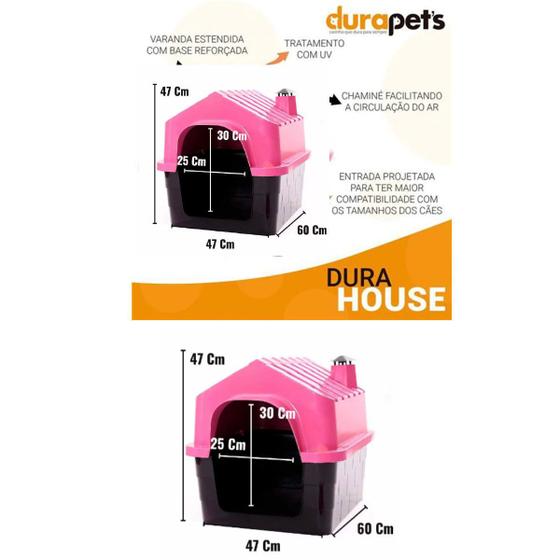 Imagem de Casinha Para Cães com Chaminé DuraHouse N.03 Rosa - DURAPETS