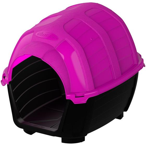 Imagem de Casinha PET Stone House N. 04 Base Preta e Teto Rosa PlastPet