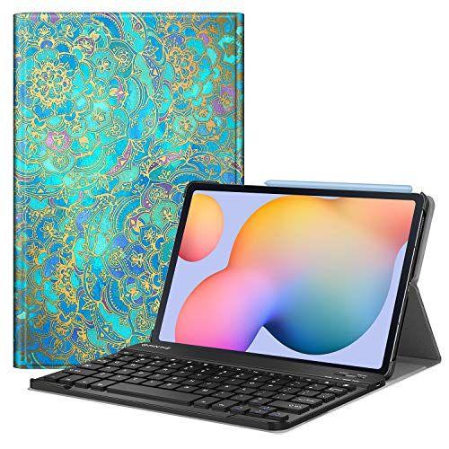 Imagem de Caso de teclado Fintie para Samsung Galaxy Tab S6 Lite 10.4'' 2020 Modelo SM-P610 (Wi-Fi) SM-P615 (LTE), Capa de suporte slim com suporte de caneta segura S Porta-caneta Teclado Bluetooth destacável, Tons de Azul