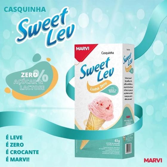 Imagem de Casquinha de sorvete 0% açucar e lactose swet lev marvi 63g com 18 unidades