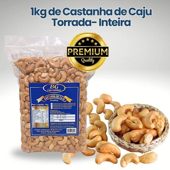 Castanha de Caju Inteira Torrada 1KG W1 SEM SAL. Rica em Ferro e ...