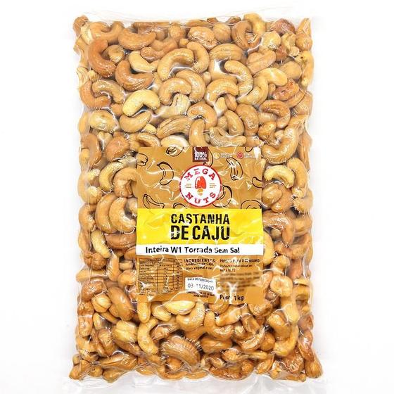 Imagem de Castanha de Caju Inteira W1 Torrada Com Ou Sem Sal 1kg Mega Nuts!