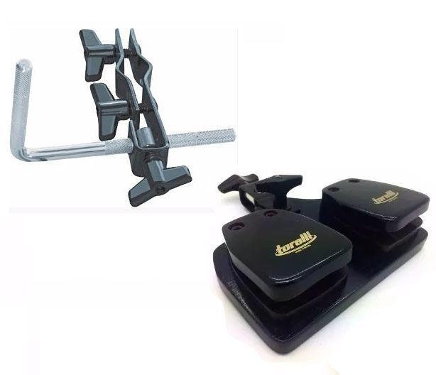 Imagem de Castanhola Dupla Com Clamp Torelli TCA14 + Suporte para Pedestal TA430