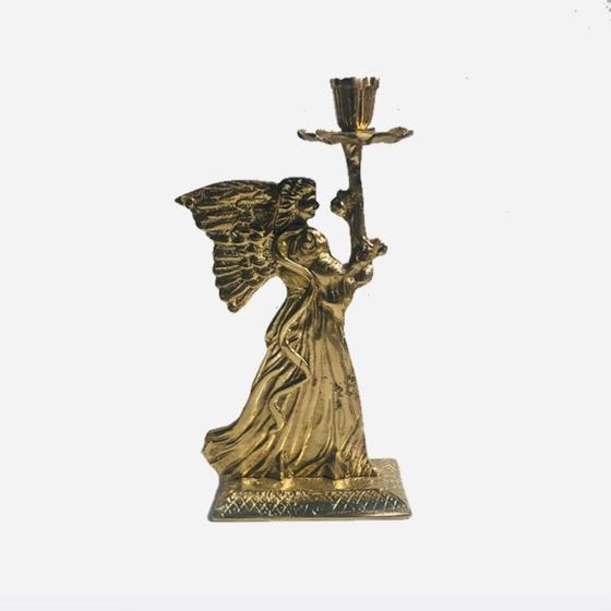 Imagem de castiçal anjo 1 vela bronze igreja religião