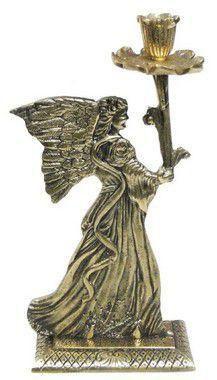 Imagem de Castiçal Anjo 1 Vela Bronze Presentes Igrejas Religião Cultos