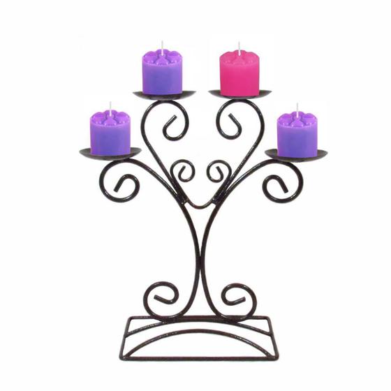 Imagem de Castiçal Coroa Advento Candelabro Porta 4 Velas Mesa Cores 3