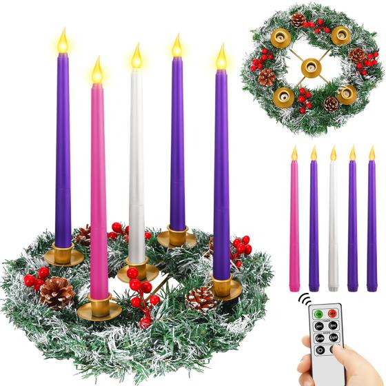 Imagem de Castiçal de Coroa de Advento Natalino Toncy 30cm com 5 Velas