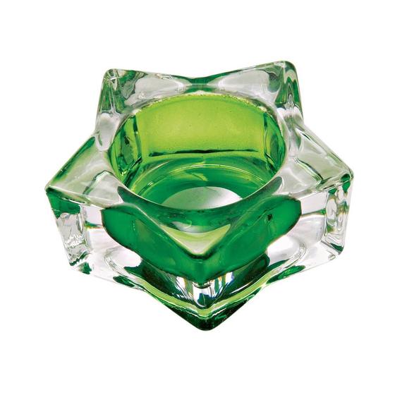 Imagem de Castiçal De Vidro Em Formato De Estrela Verde 7x7x3cm