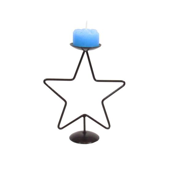 Imagem de Castiçal Estrela Céu Decoração Porta Vela Azul Decorativa