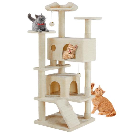 Imagem de Cat Tree Tower Sweetcrispy 137 cm, vários níveis, bege