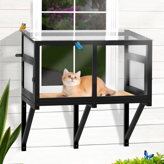 Imagem de Cat Window Box Catio Outdoor Cat Enclosure Perch FunXplore