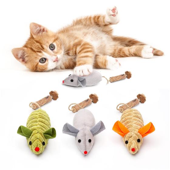 Imagem de Catnip Toys Potaroma Interactive Silvervine Cat Mouse, 3 unidades