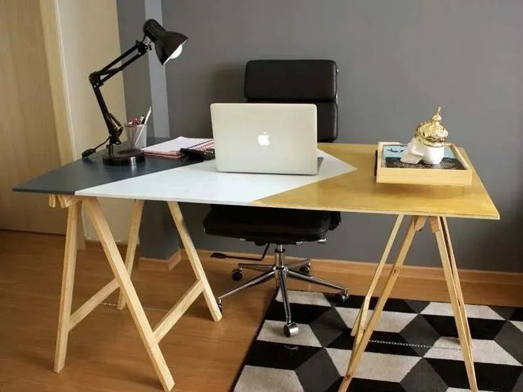 Imagem de Cavalete De Madeira pinus 80 p/ bancada Home office 80cm