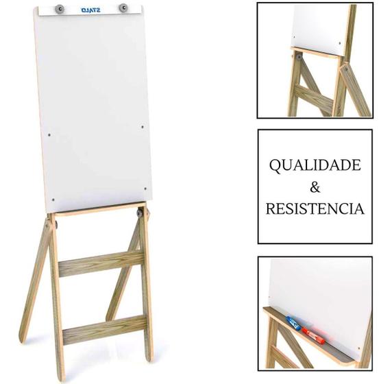 Cavalete Flip Chart Mdf C/ Quadro Branco 90x54cm Educativo Stalo