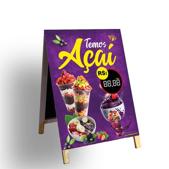 Imagem de Cavalete Placa Banner Temos Açaí 85x60 Cm