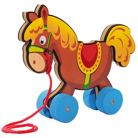 Imagem de Cavalinho de Puxar Brinquedo Educativo em Madeira