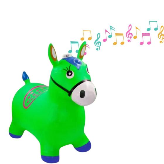 Imagem de Cavalinho Upa Upa Brinquedo Pocoto Inflavel Musical Cor:Verd