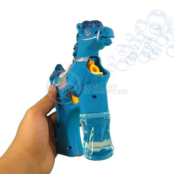 Imagem de Cavalo Bolhudo Brinquedo Pop Tik Tok Lança Bolhas Sabão Mágica Criança Infantil - Azul 19