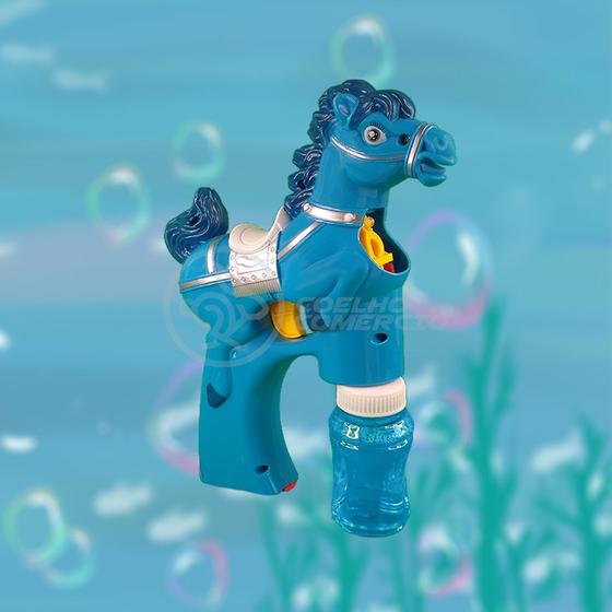 Imagem de Cavalo Bolhudo Brinquedo Pop Tik Tok Lança Bolhas Sabão Mágica Criança Infantil - Azul 28