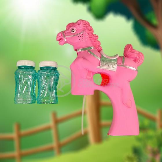 Imagem de Cavalo Bolhudo Elétrica Brinquedo Pop Tik Tok Lança Bolhas Sabão Mágica Criança Infantil - Rosa