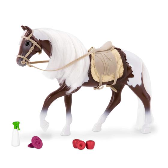 Imagem de Cavalo de Brinquedo Lori Pinto - 15cm - Branco e Marrom - 3+ Anos